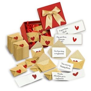 Valentine DIY Red and Tan Gift Box with Love Notes